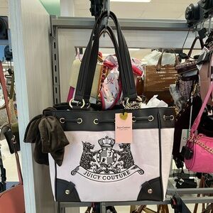 Juicy Couture Chiffon Pink & Brown Scottie Dogs Tote Women's Hand Bag